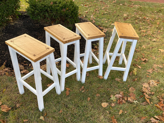 Curly White Oak Custom Barstools - Set of 4