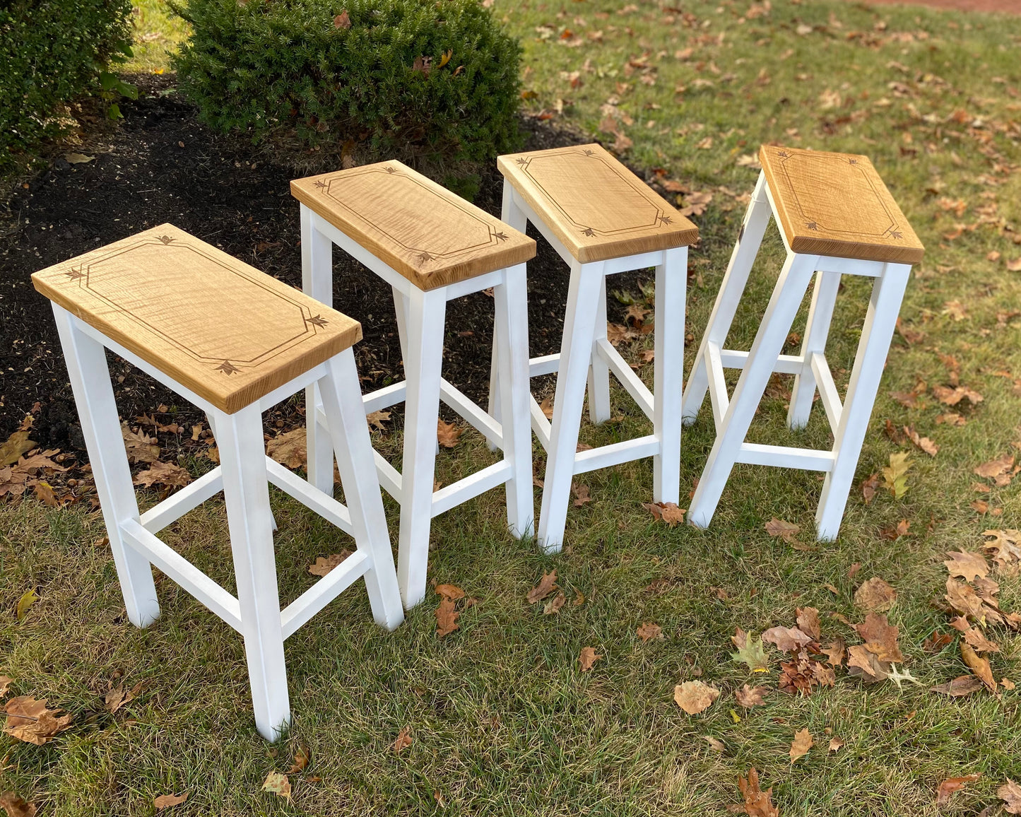 Curly White Oak Custom Barstools - Set of 4