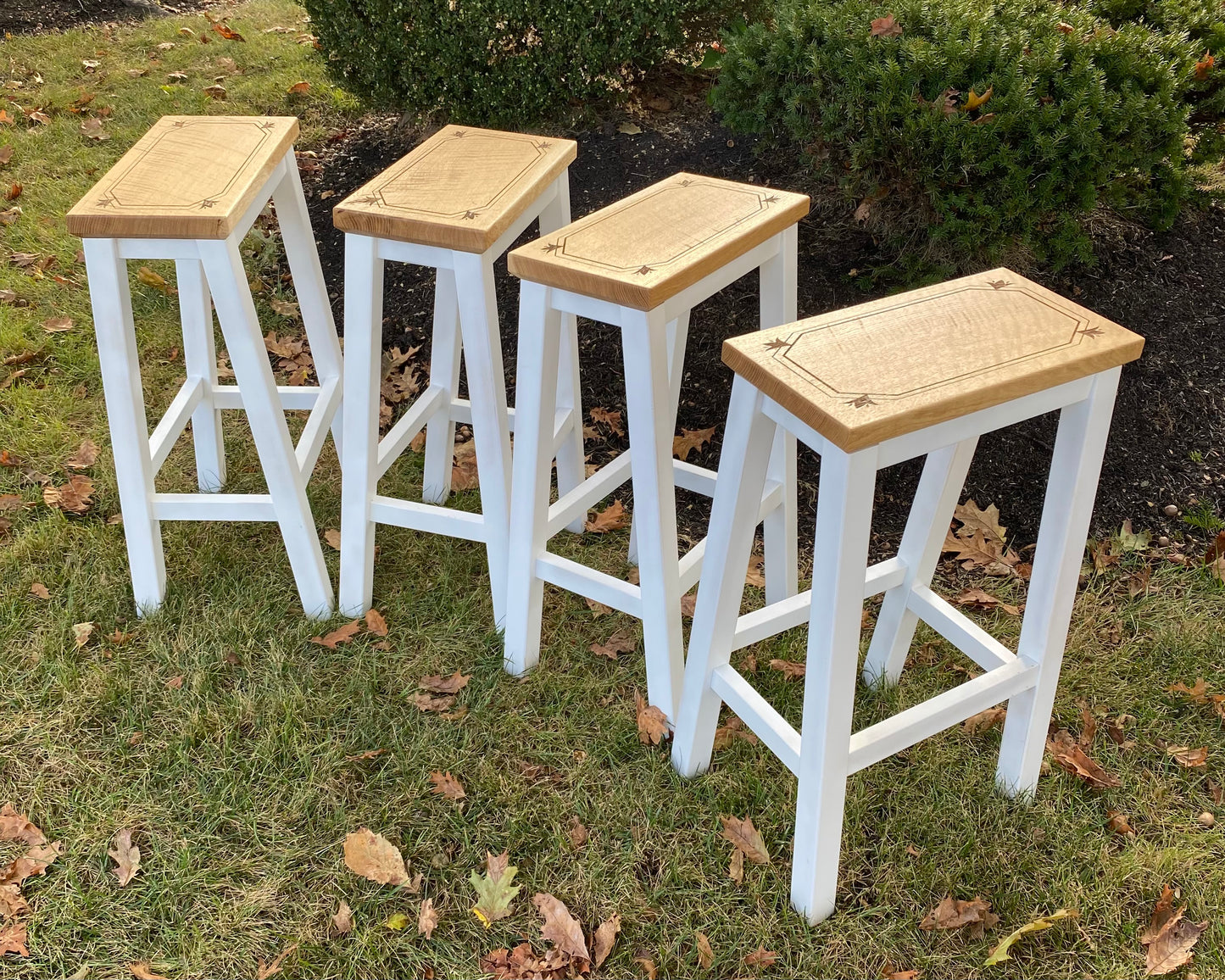 Curly White Oak Custom Barstools - Set of 4