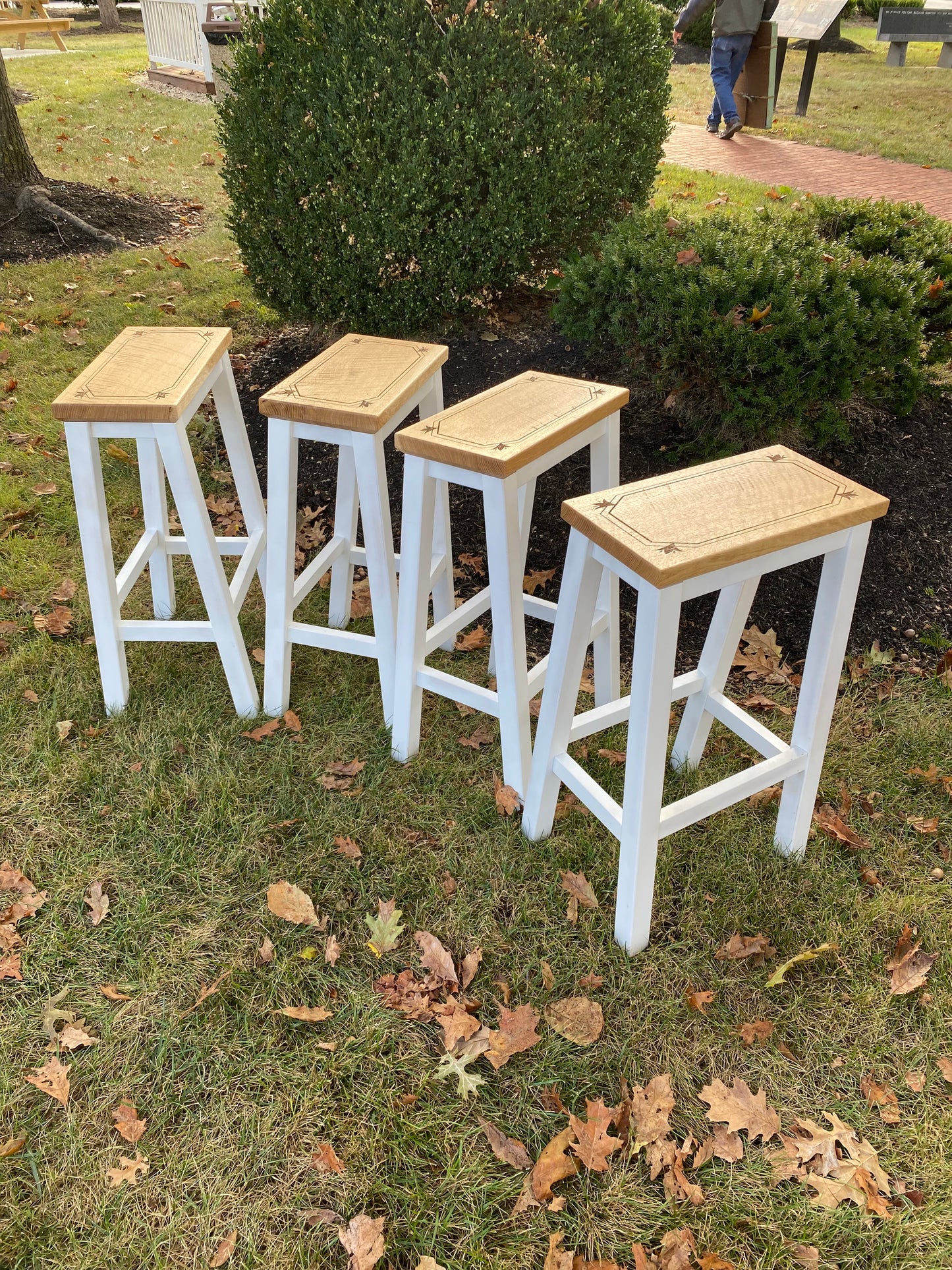 Curly White Oak Custom Barstools - Set of 4