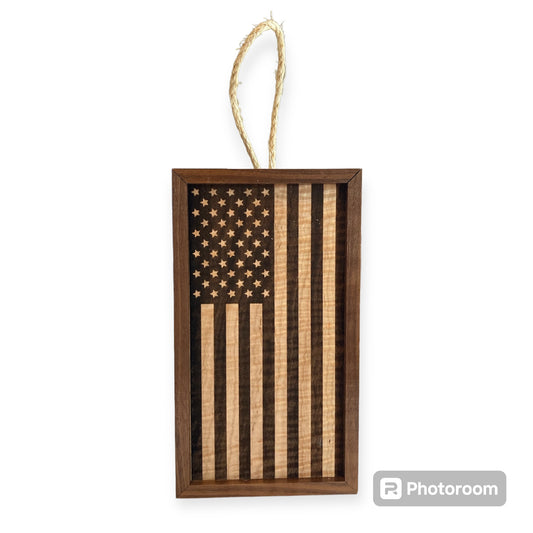 Framed, Vertical American Flag - Small